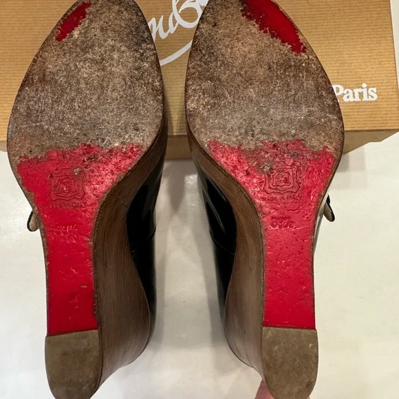 Black Mary Jane Wedge Shoes - Picture 9 of 10